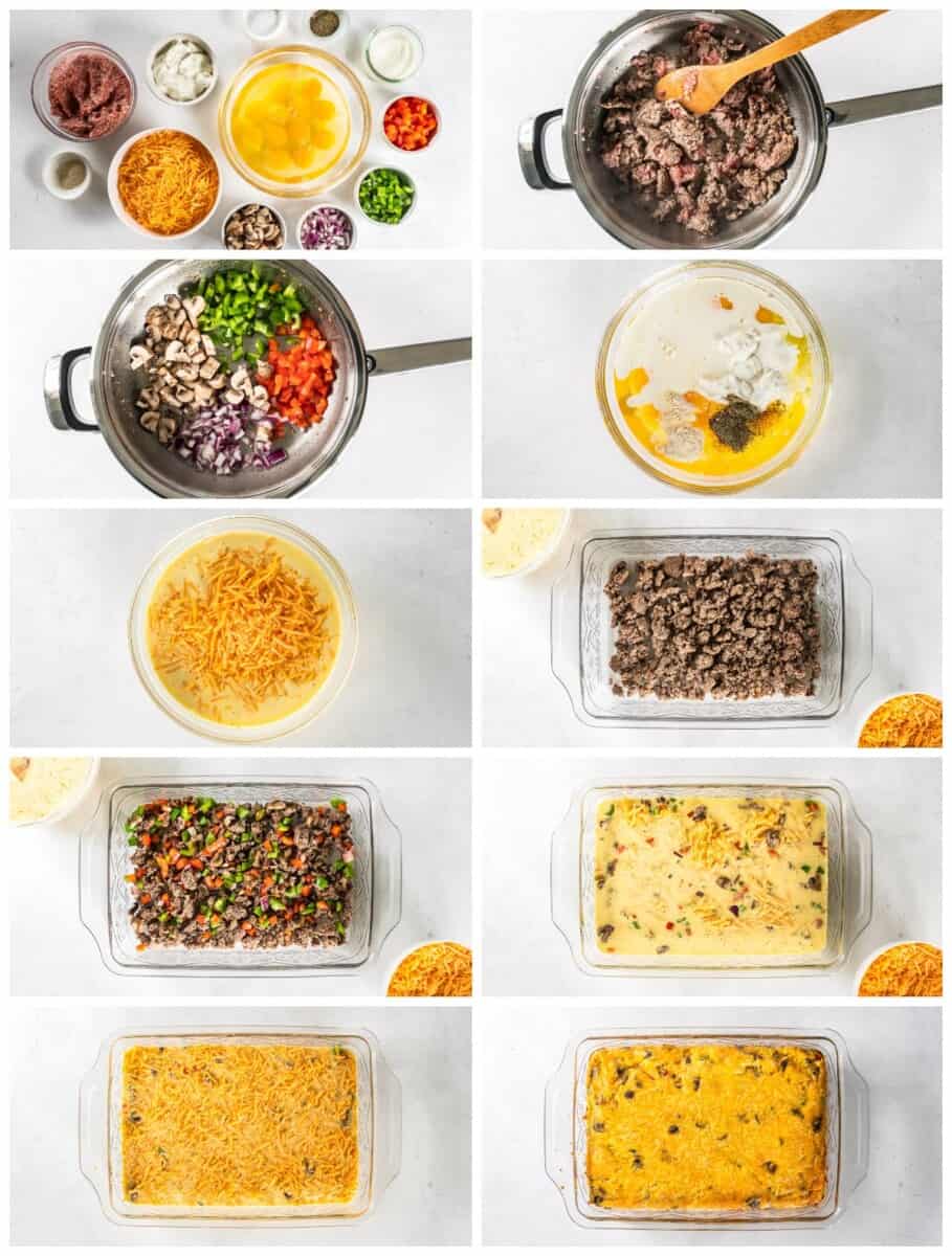 step by step photos for how to make sausage breakfast casserole