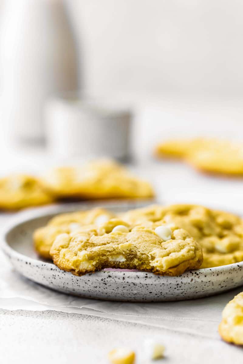 bite out of white chocolate macadamia nut cookie