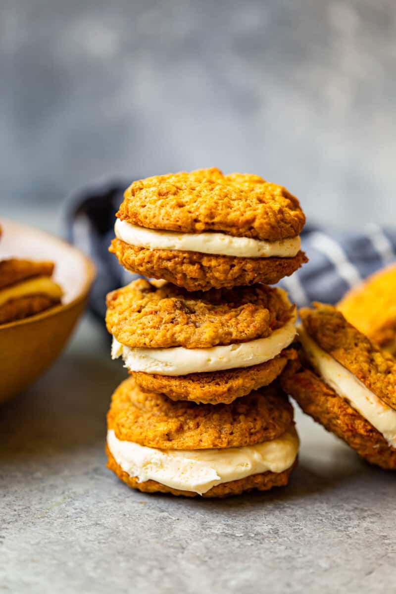 stack of 3 carrot cake sandwich cookies