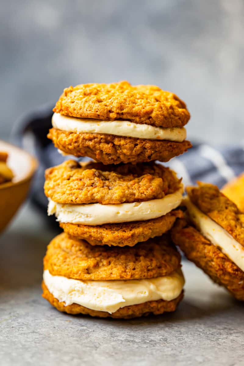 stack of 3 carrot cake sandwich cookies