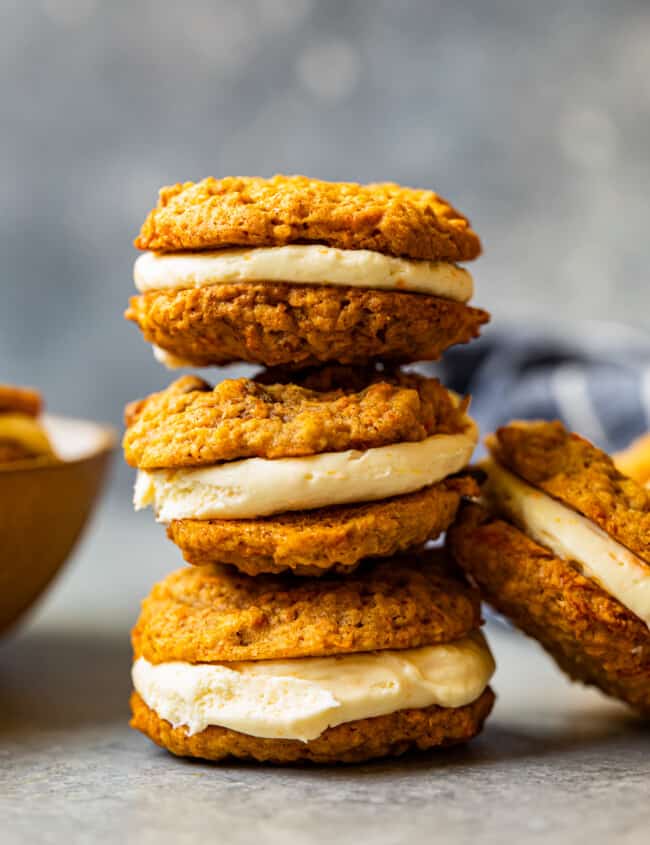 stack of 3 carrot cake sandwich cookies