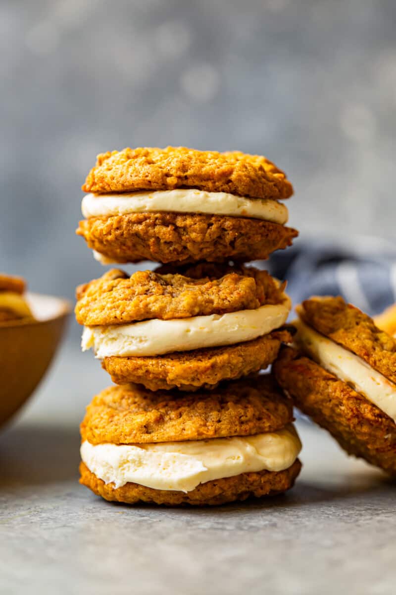 stack of 3 carrot cake sandwich cookies