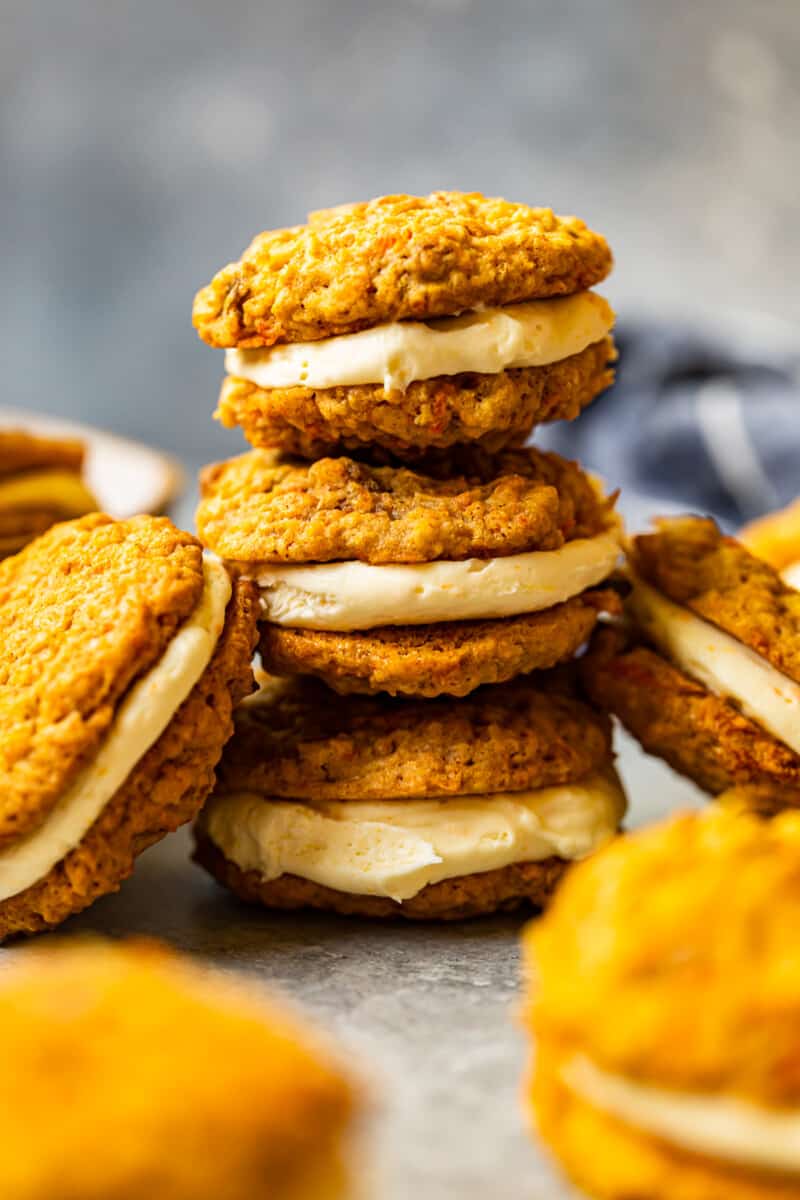 stack of 3 carrot cake sandwich cookies