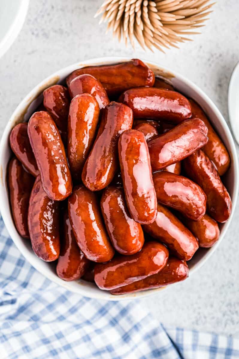 little smokies in a white bowl