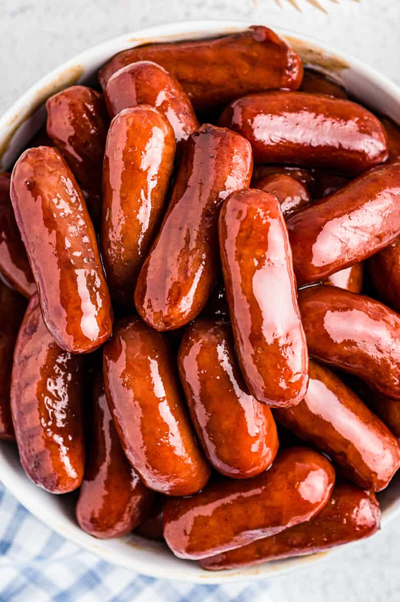 little smokies in a white bowl