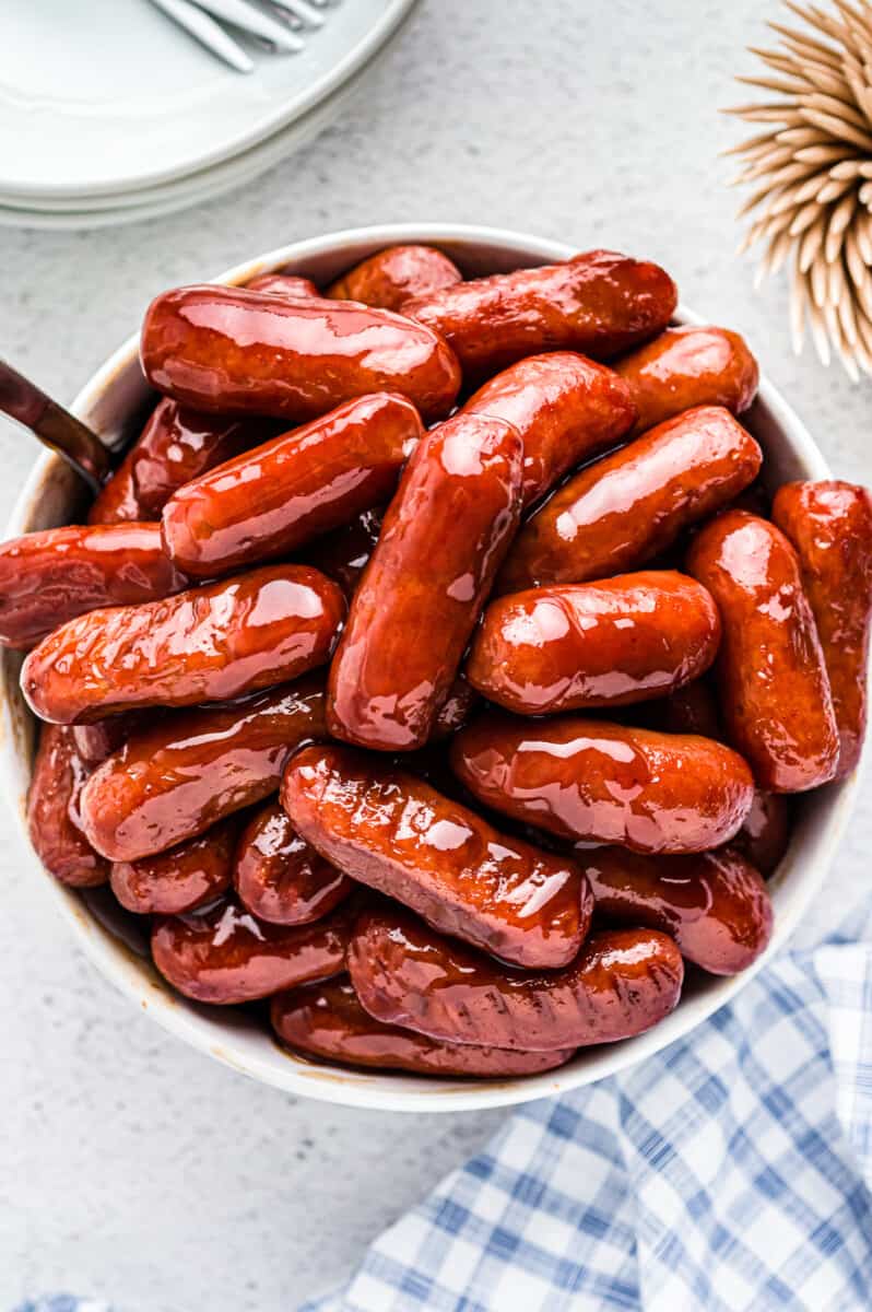 little smokies in a white bowl