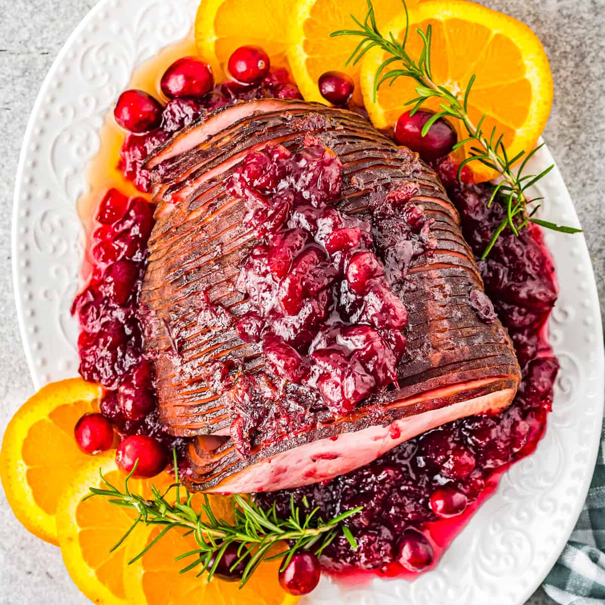 image of Air Fryer Cranberry Glazed Ham recipe by The Cookie Rookie
