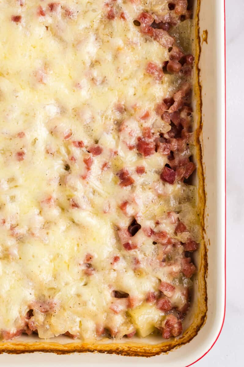 ham and potato casserole after baking