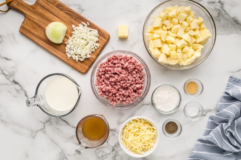 ingredients for ham and potato casserole
