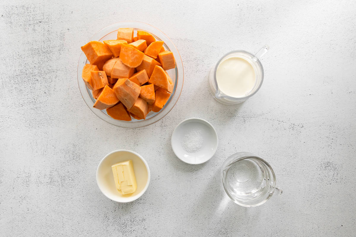 Ingredients for Instant Pot Mashed Sweet Potatoes.