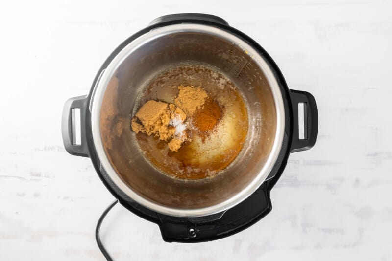 melted butter, sugar, and spices in instant pot