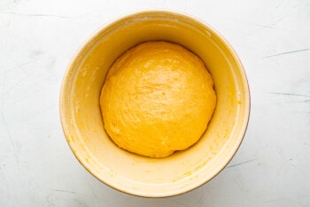 sweet potato rolls dough after rising