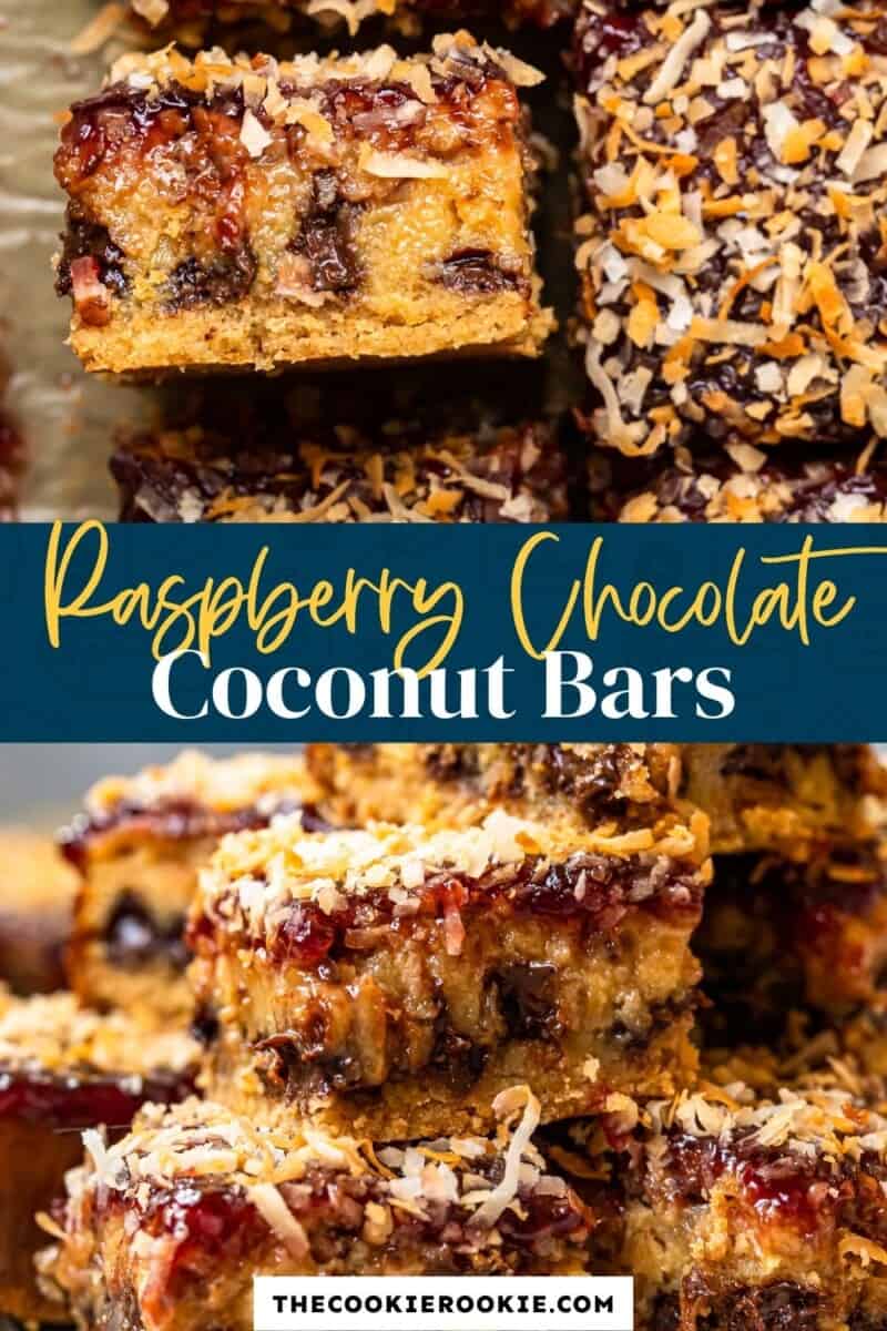 raspberry chocolate coconut bars pinterest