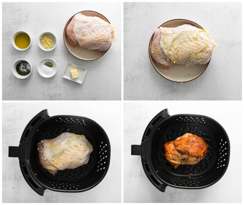 step by step photos for how to make air fryer garlic rosemary turkey breast