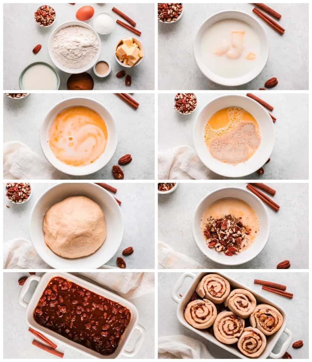 step by step photos for how to make pecan caramel rolls