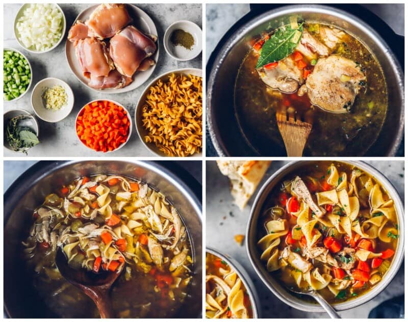 step by step photos for how to make instant pot chicken noodle soup