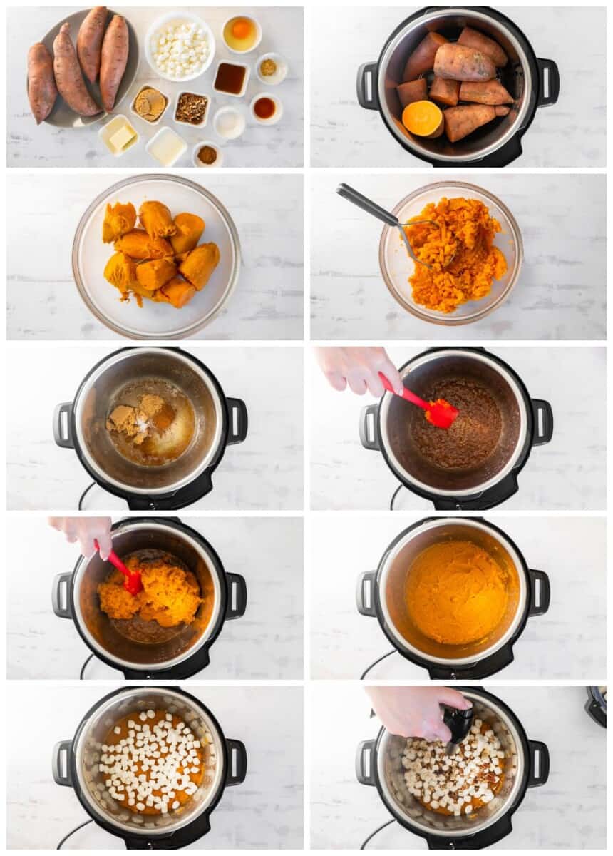 step by step photos for how to make instant pot sweet potato casserole