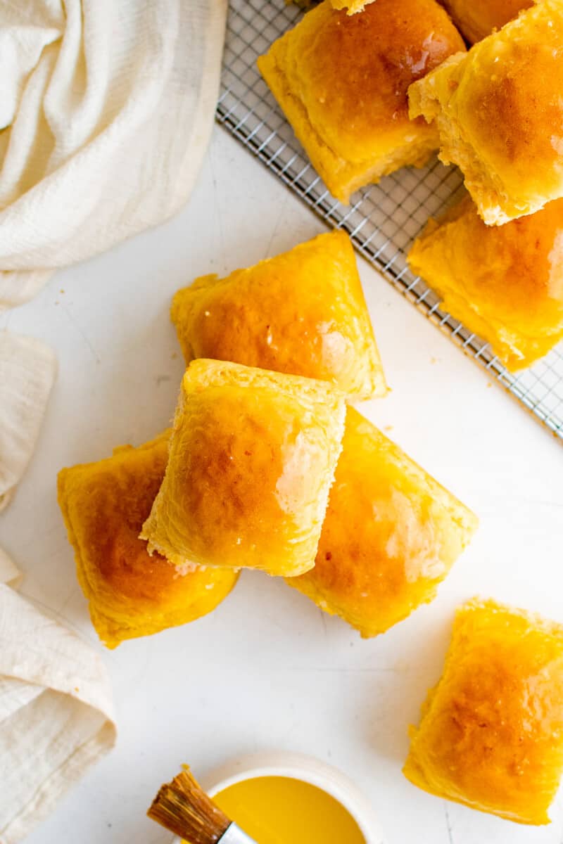 overhead image of sweet potato rolls