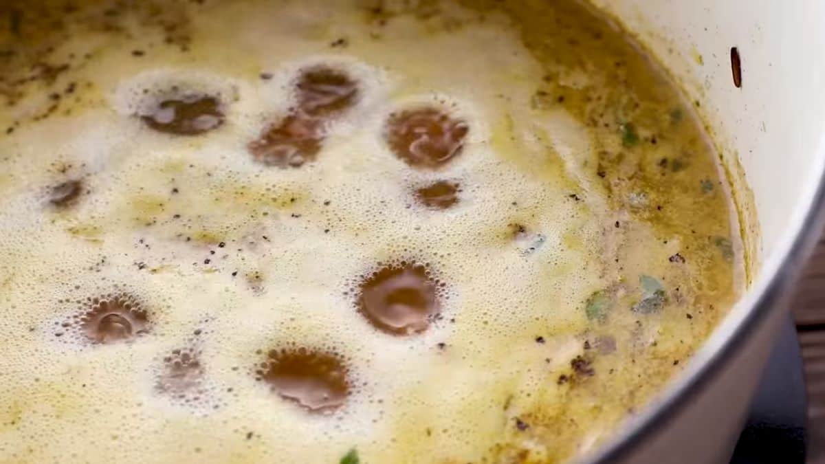 soup cooking in a large pot