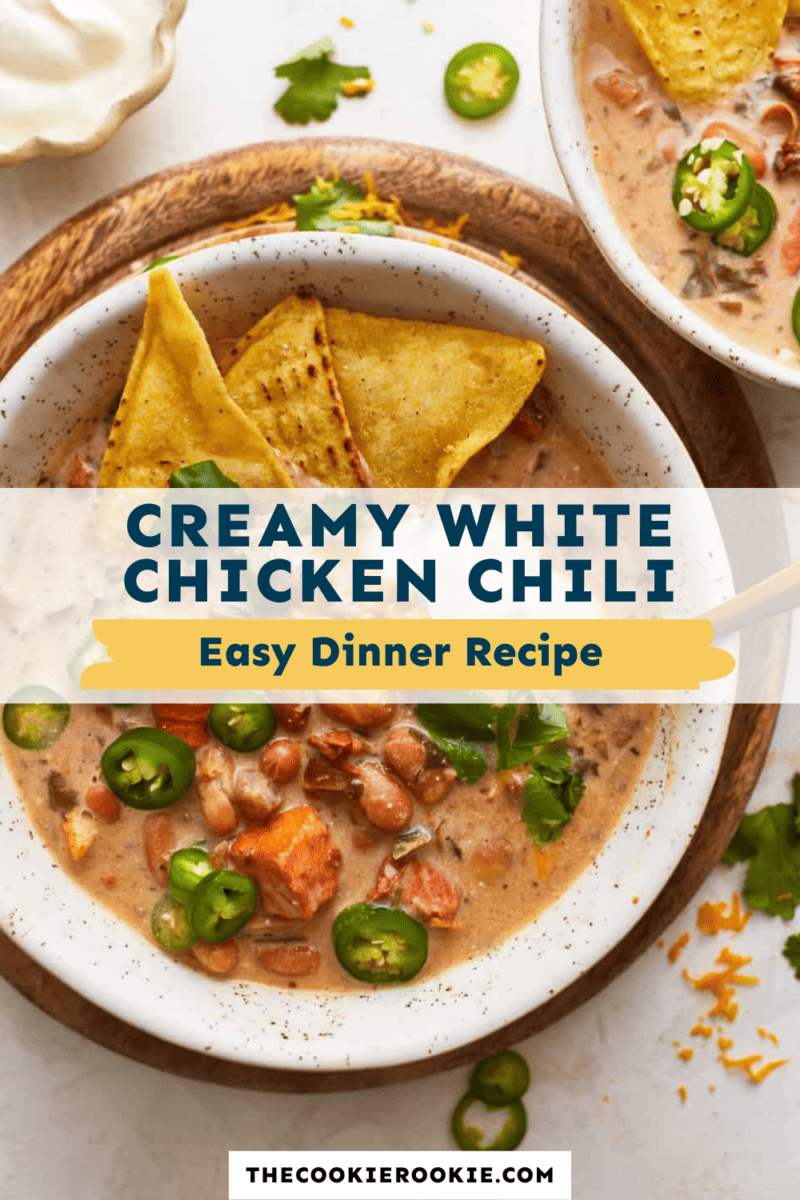 Creamy white chicken chili recipe.