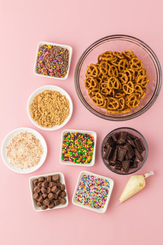 ingredients for chocolate covered pretzels