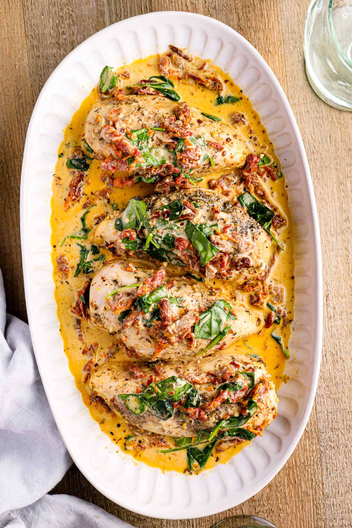 platter of crockpot tuscan chicken