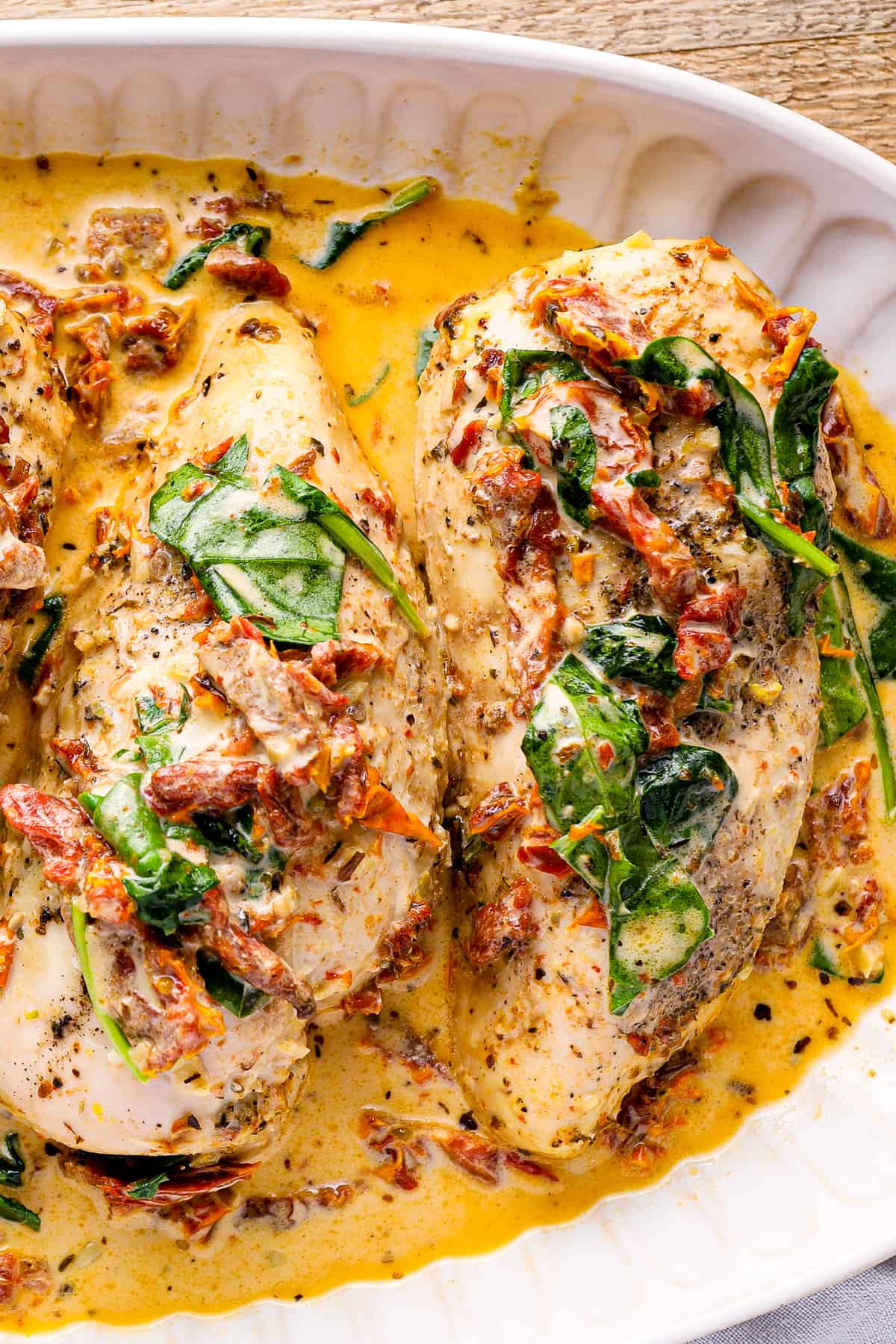 platter of crockpot tuscan chicken