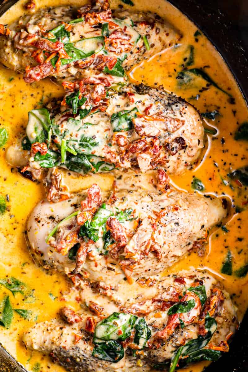 crockpot tuscan chicken in slow cooker