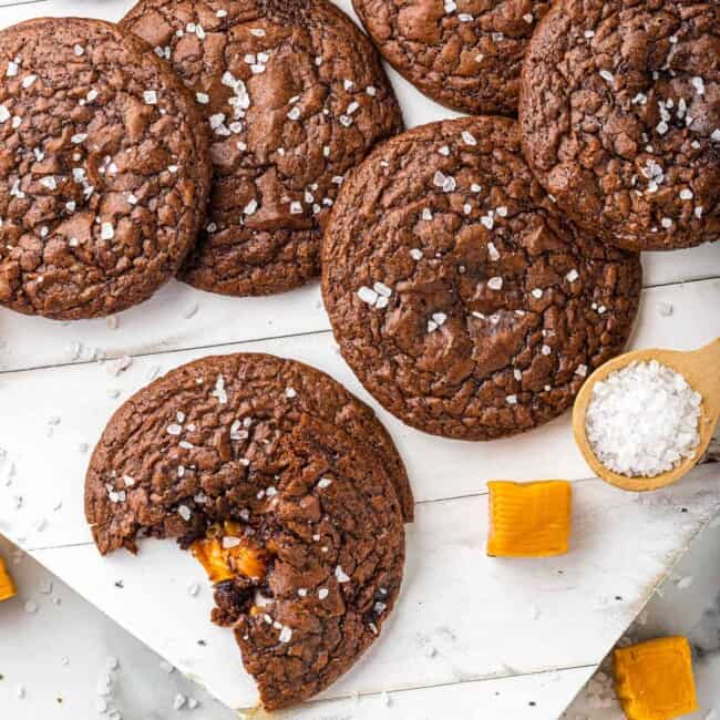 featured salted caramel brownie cookies