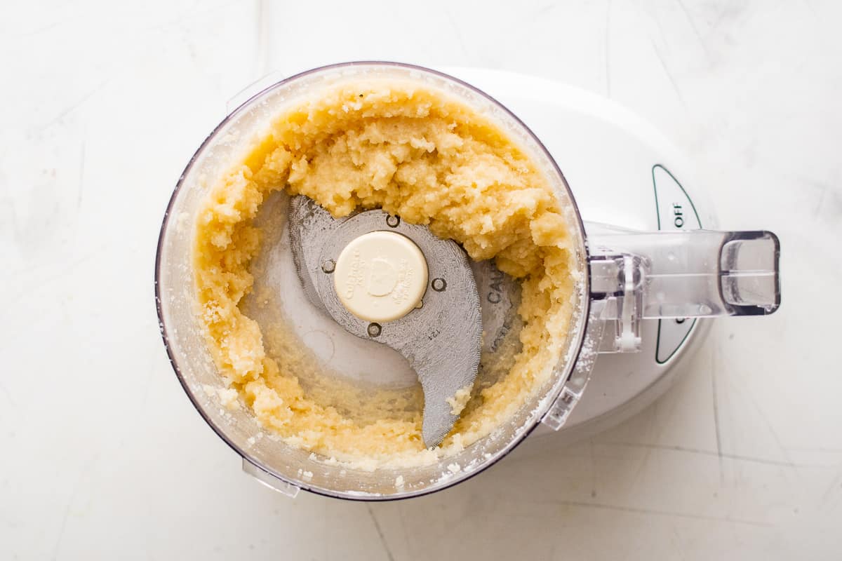 pignoli cookie dough in a food processor