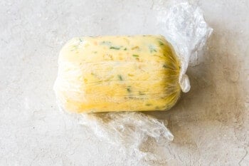 compound butter wrapped in plastic wrap