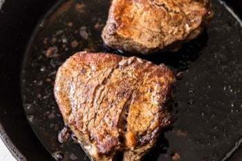 filet mignon in a skillet