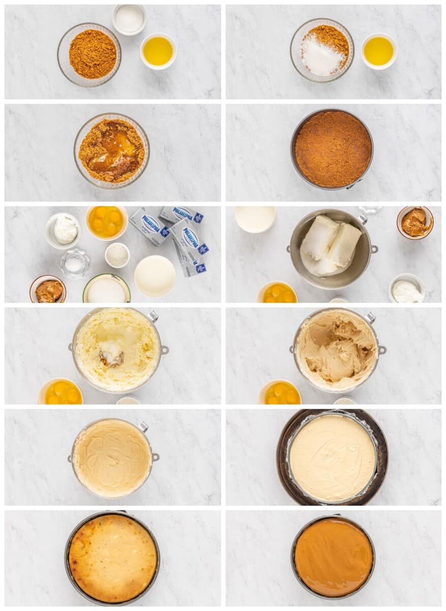 step by step photos for how to make biscoff cheesecake