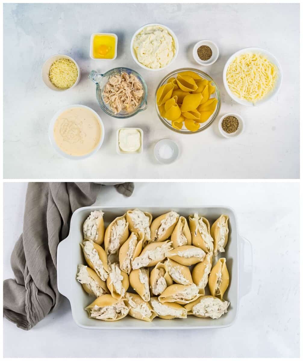 step by step photos for how to make chicken alfredo stuffed shells