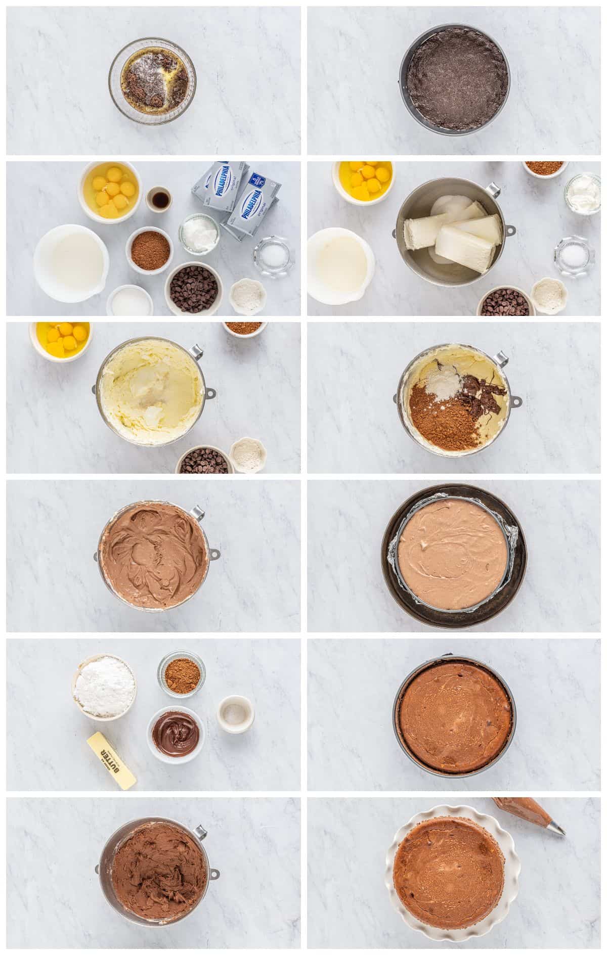 step by step photos for how to make chocolate cheesecake