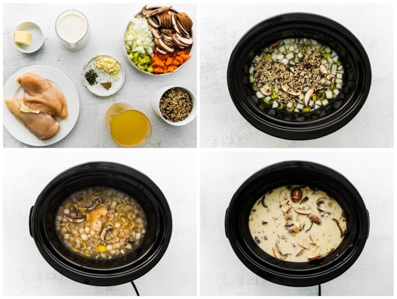 step by step photos for how to make crockpot chicken wild rice soup