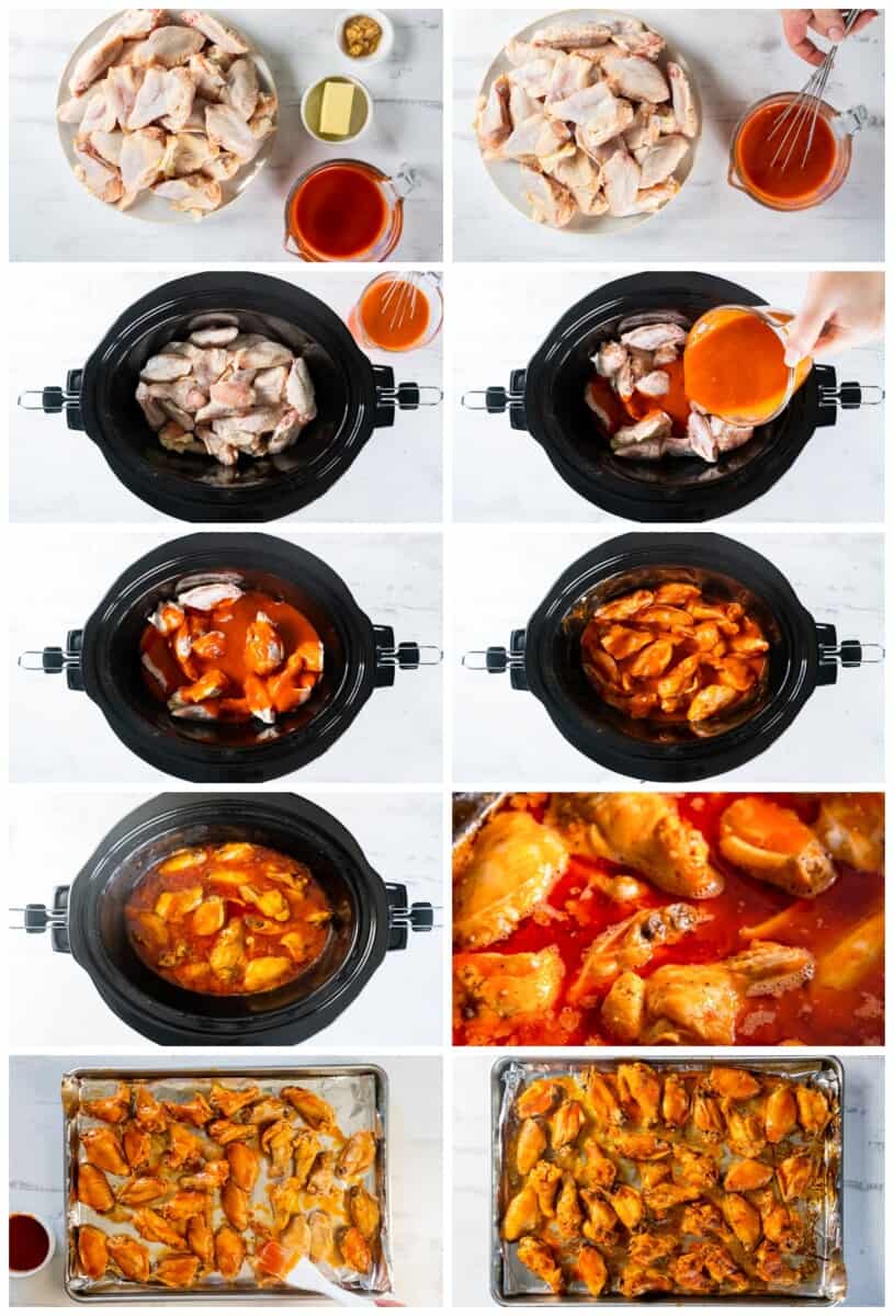 step by step photos for how to make crockpot chicken wings