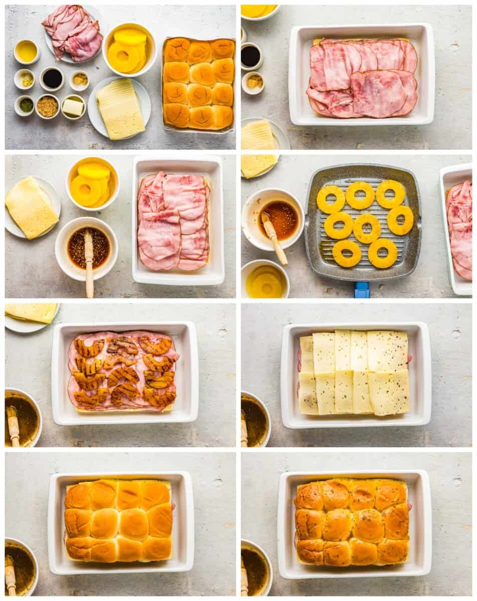 step by step photos for how to make hawaiian ham and cheese sliders
