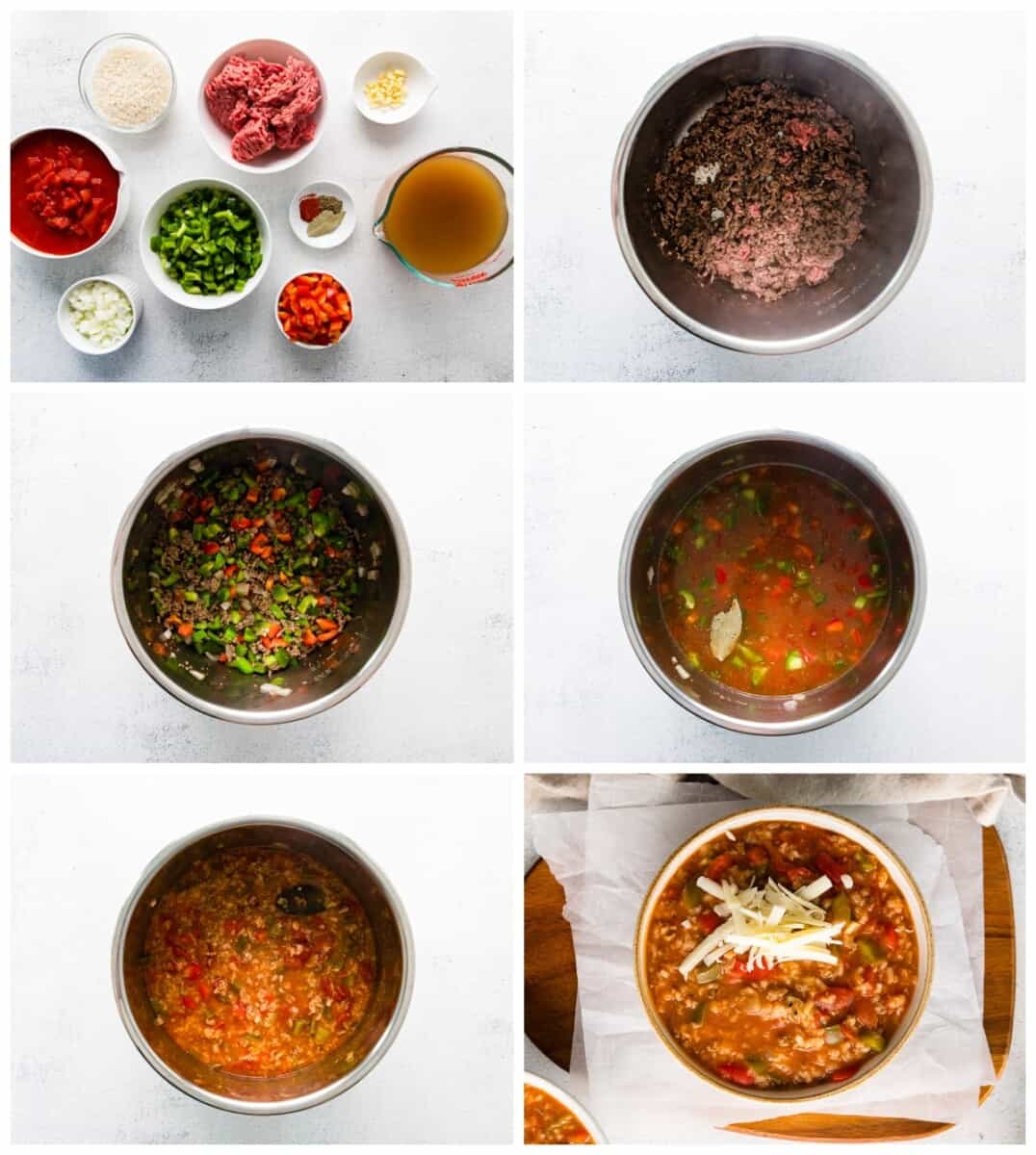 step by step photos for how to make instant pot stuffed pepper soup