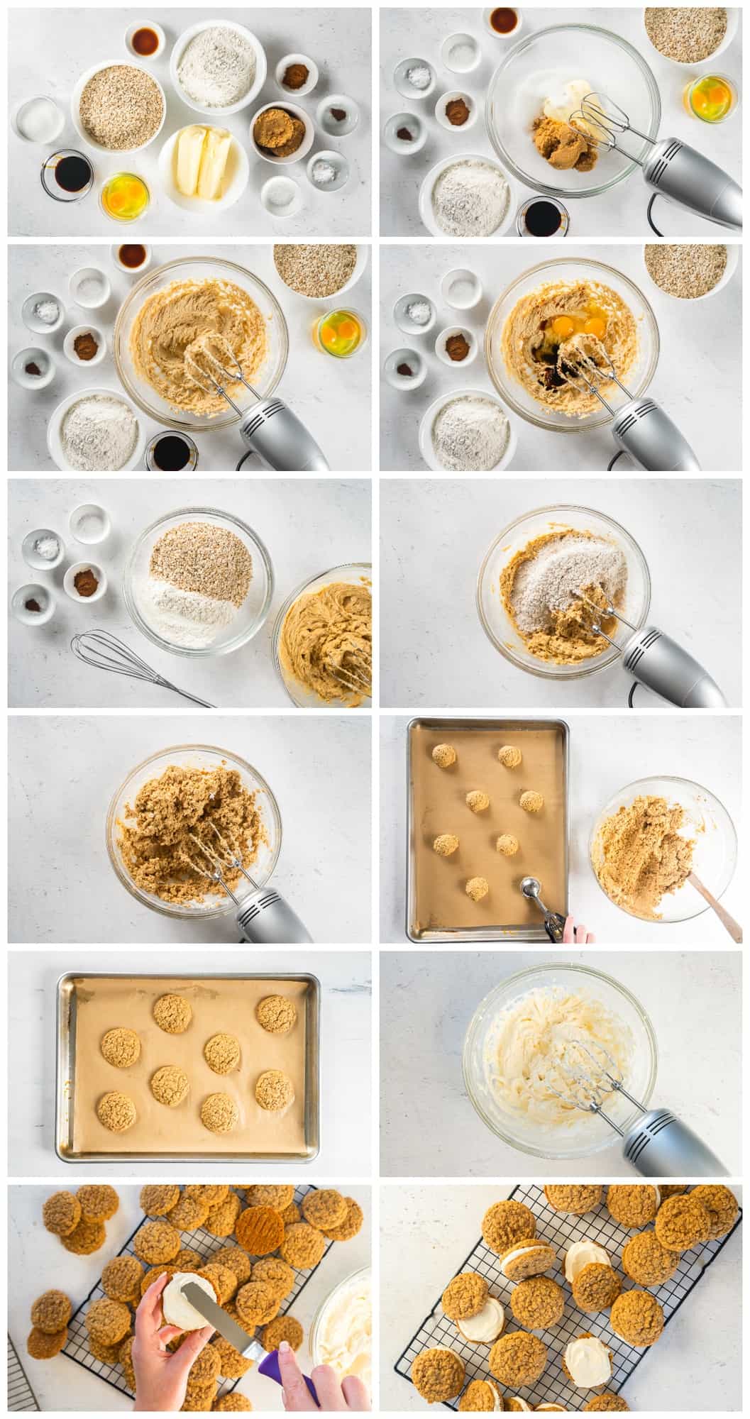 step by step photos for how to make oatmeal cream pies