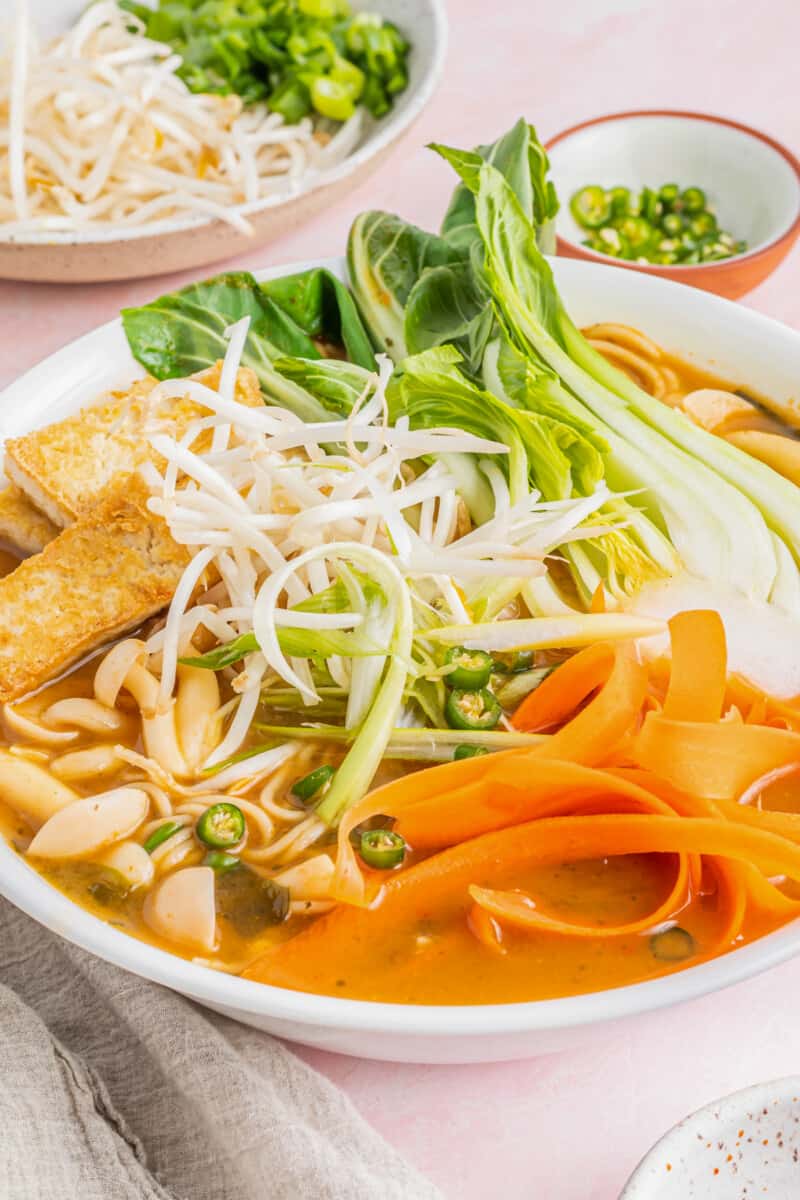 close up of easy ramen in a white bowl.