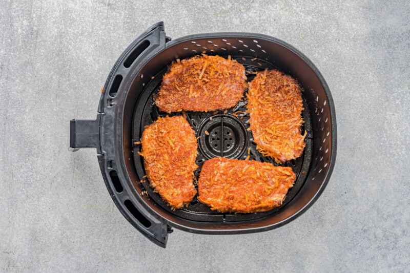 pork chops in an air fryer before cooking