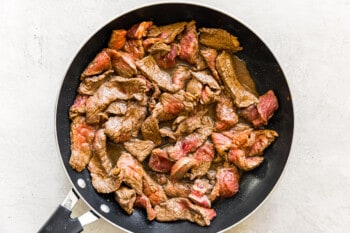 marinated beef in a wok