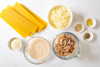 ingredients for chicken alfredo lasagna roll ups