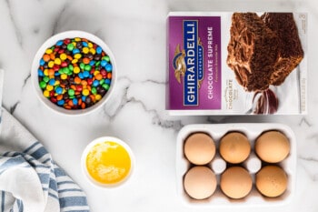 ingredients for M&M brownie cookies