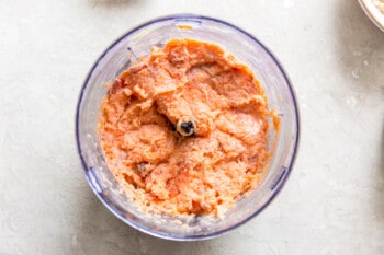 salmon paste in a food processor bowl