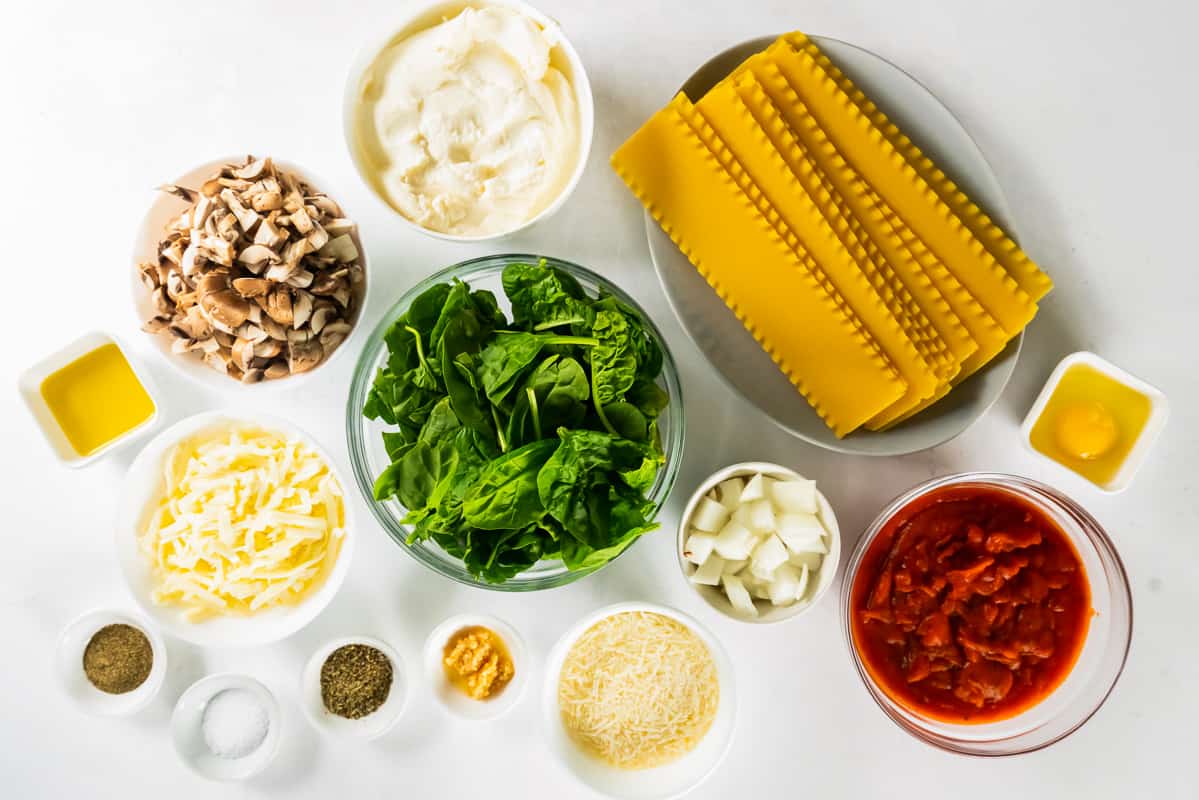 ingredients for vegetarian lasagna