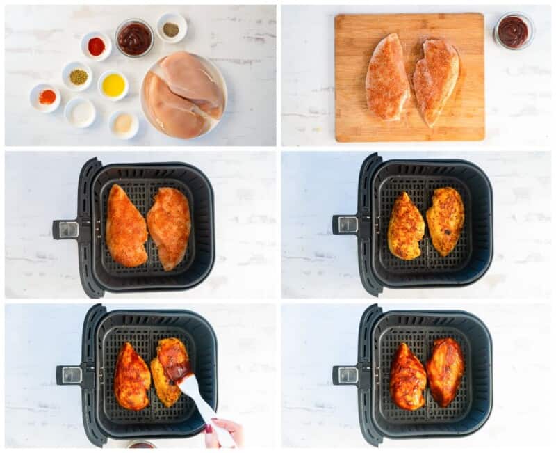 step by step photos for how to make air fryer bbq chicken