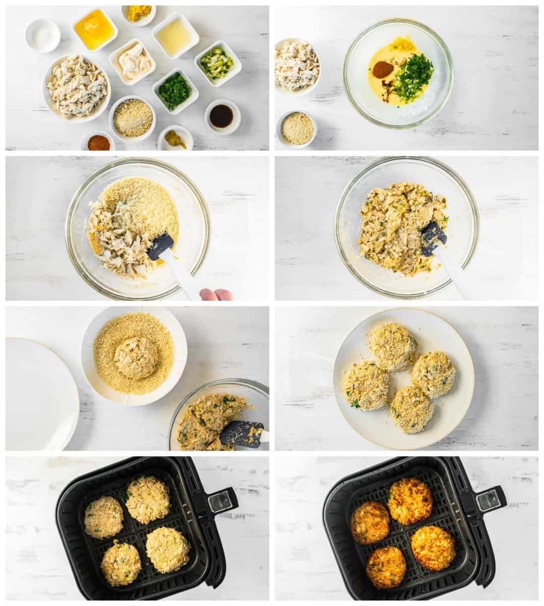 step by step photos for how to make air fryer crab cakes