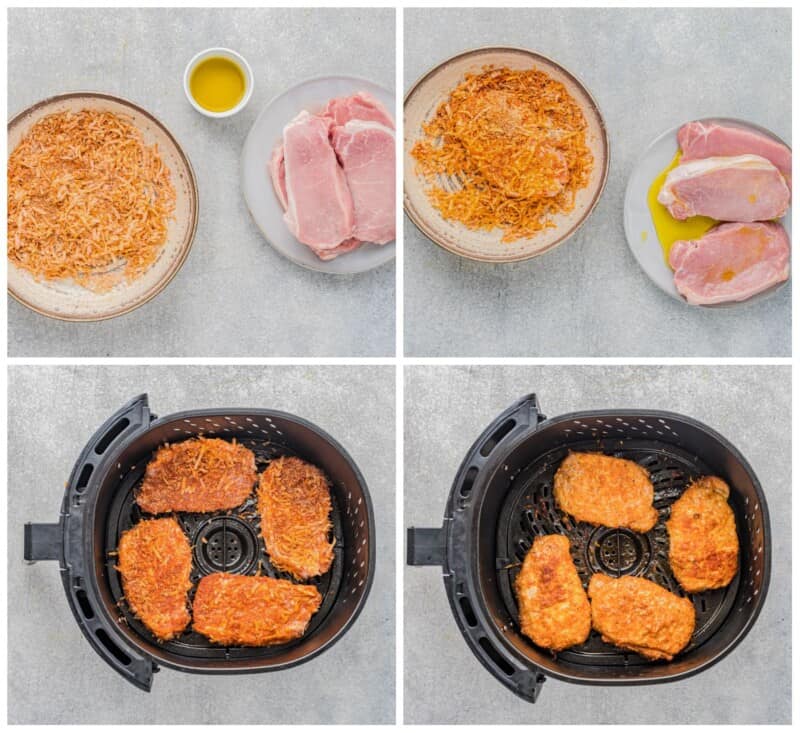 step by step photos for how to make air fryer pork chops